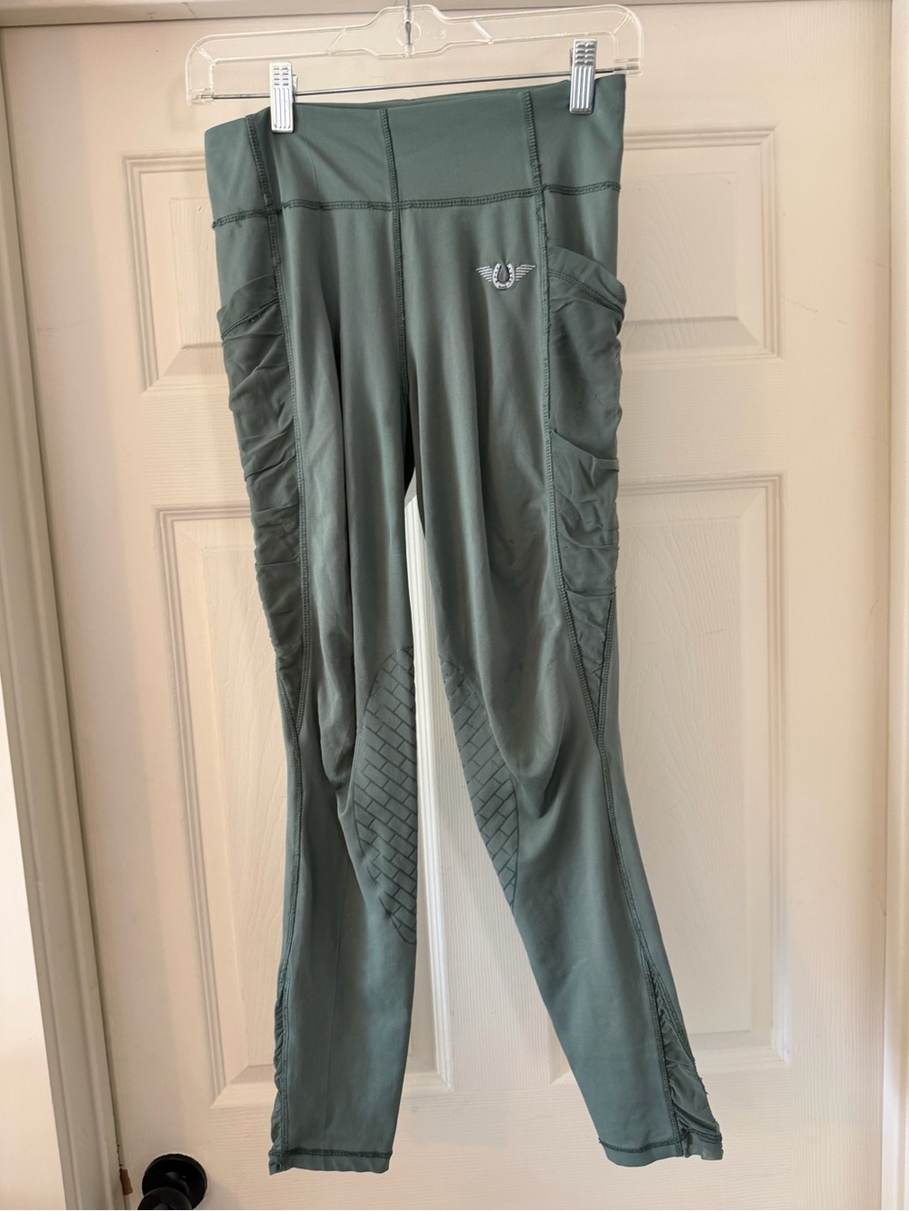 Ruff Rider Green Sage High-Rise Leggings with Side Pocket Detail Sz M